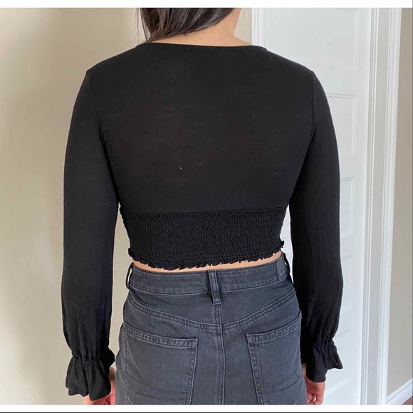 Urban Outfitters Tops Black V Cut Long Sleeve Urban Outfitters